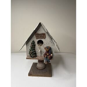Vintage Boyds Bears Christmas Birdhouse Holiday Decor 11" Happy Holidays Rare